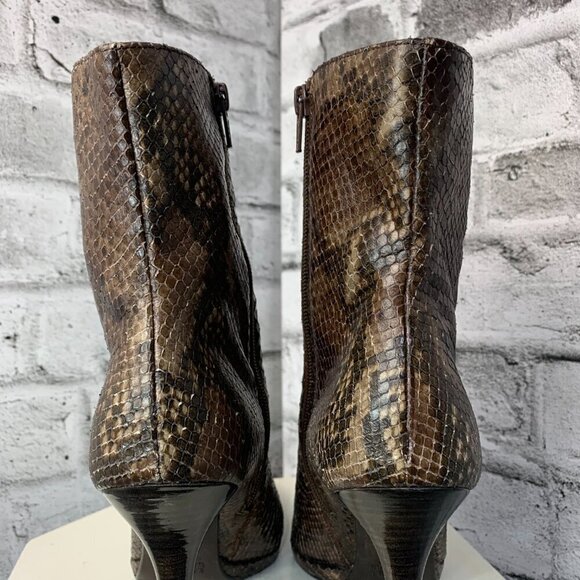 Stuart Weitzman Pointy Toe Snakeskin Leather High Stiletto Heel Booties - Picture 8 of 11